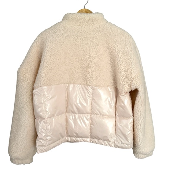 Fabletics Nelly Mixed Media Half Zip Puffer Sherpa Jacket Size Medium NWOT Ivory - Picture 13 of 14